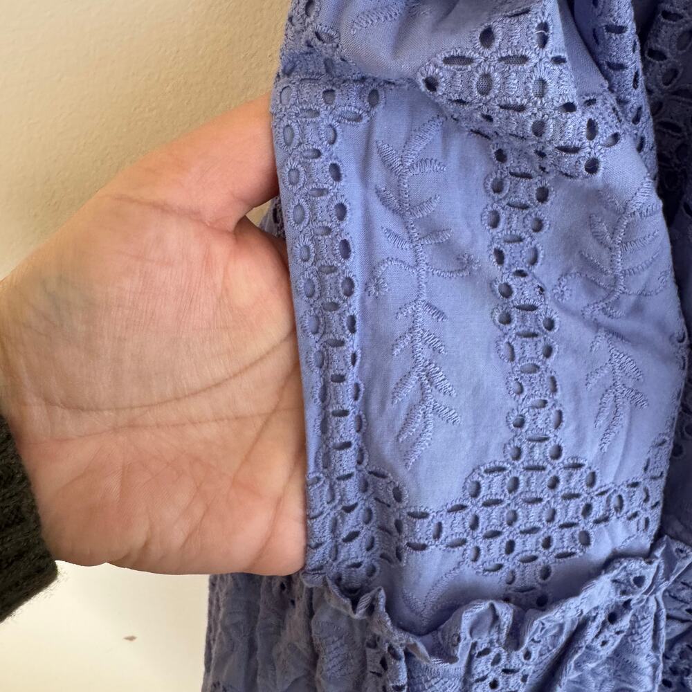 New Cleobella Alma Embroidered Pointelle Dress Purple Sz L - Picture 4 of 7